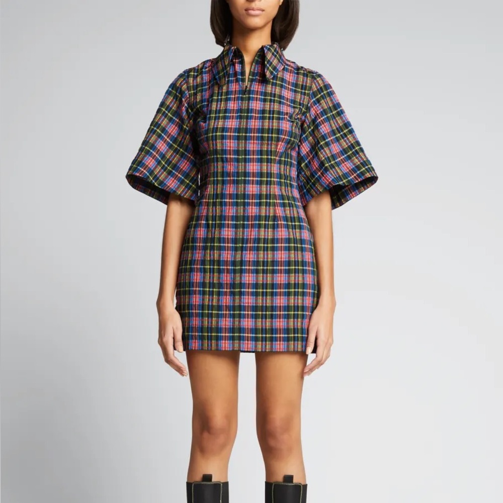 Ganni Plaid Multicolor Mini Dress